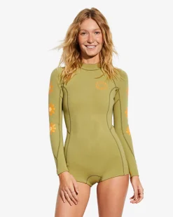 Billabong x Smiley 2/2mm Spring Fever - Fato de surf de calção e manga comprida para Mulher