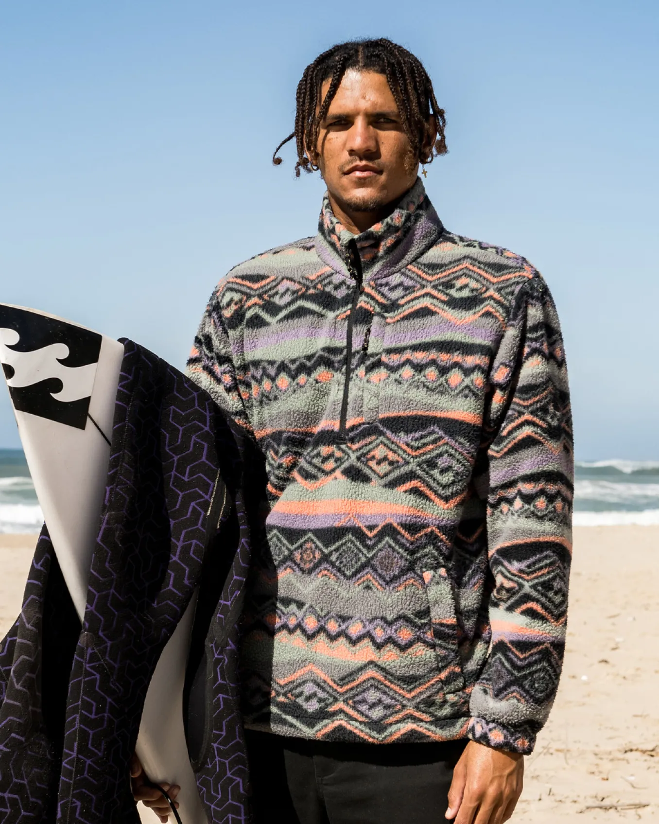 Boundary - Velo com meia gola e meio fecho de correr para Homem