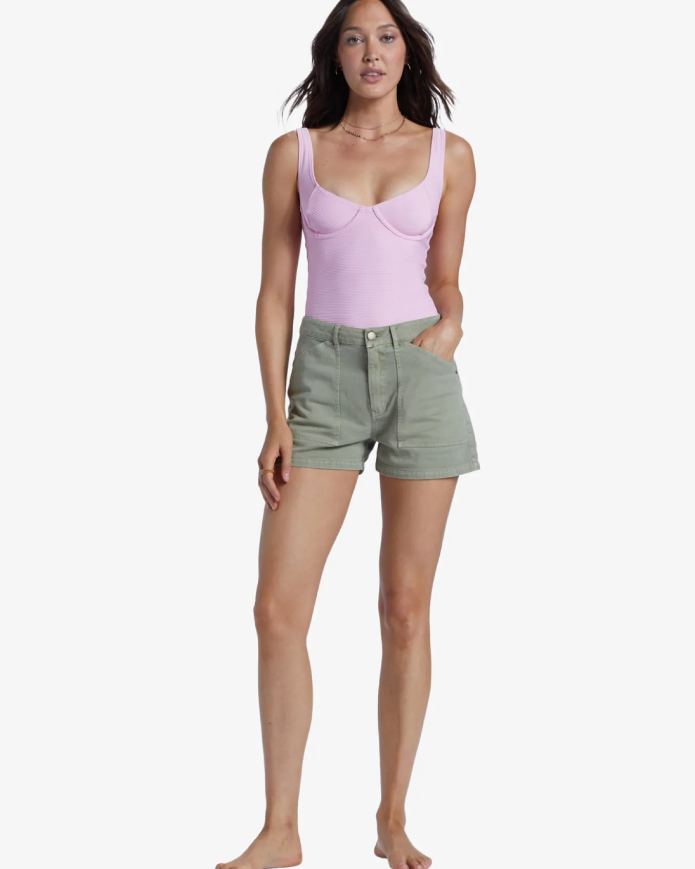 Leia - Calções de ganga de carpinteiro para Mulher