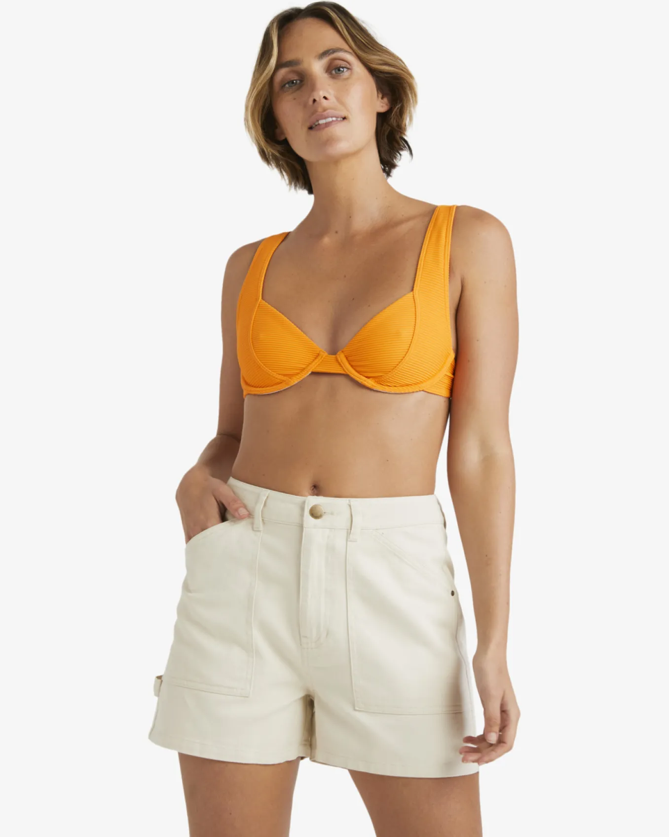 Leia - Calções de ganga de carpinteiro para Mulher
