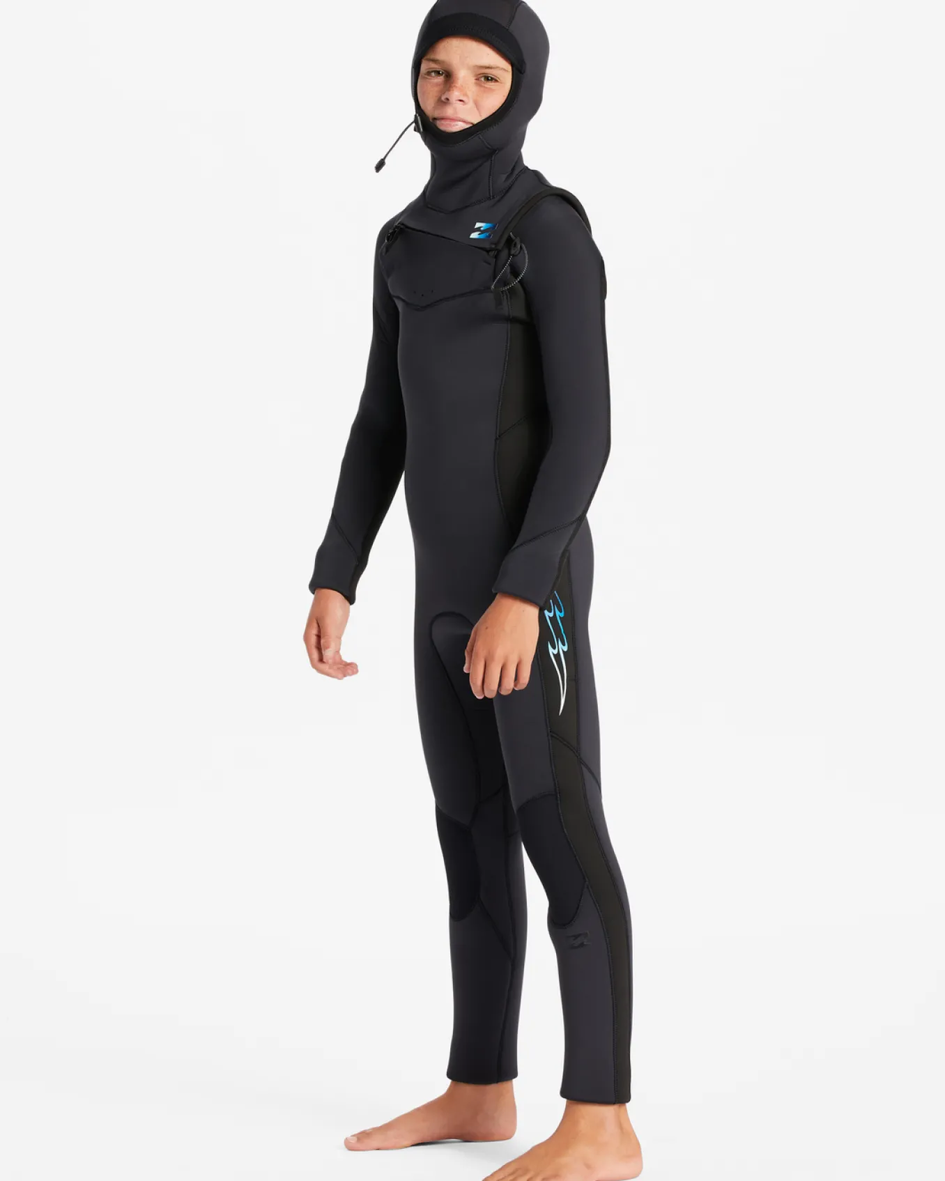 5/4mm Absolute - Fato de surf com fecho no peito e capuz para Rapazes 8-16