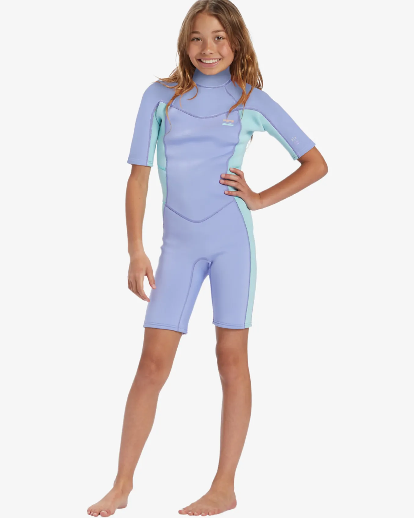 2mm Foil - Back Zip Short Sleeve Springsuit para crian&ccedil;as 4-16