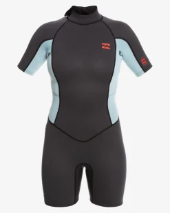 2/2mm Launch - Fato de surf de cal&ccedil;&atilde;o e manga curta com fecho nas costas para Mulher