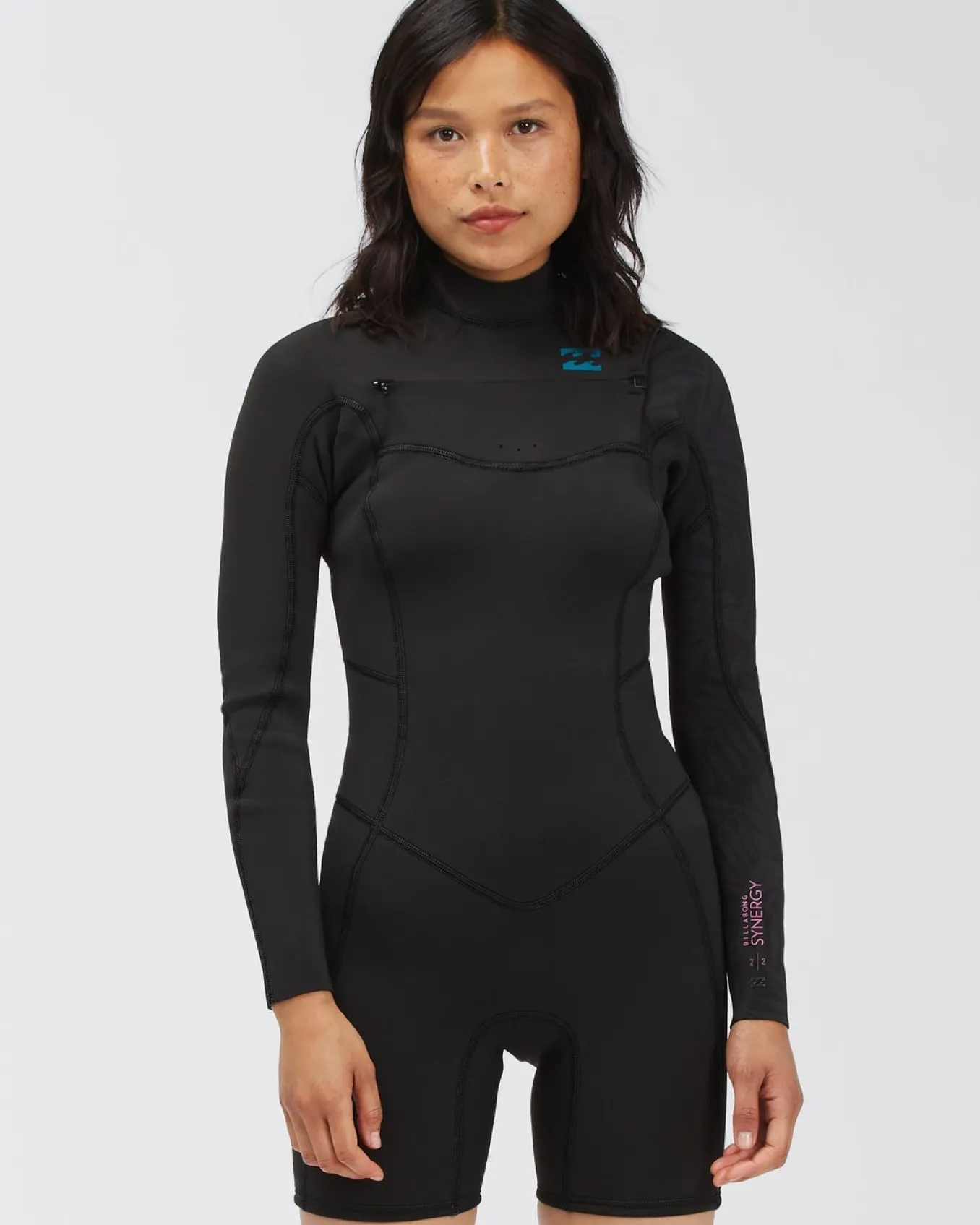 2/2mm Synergy - Fato de surf de calção e manga comprida com fecho no peito para Mulher
