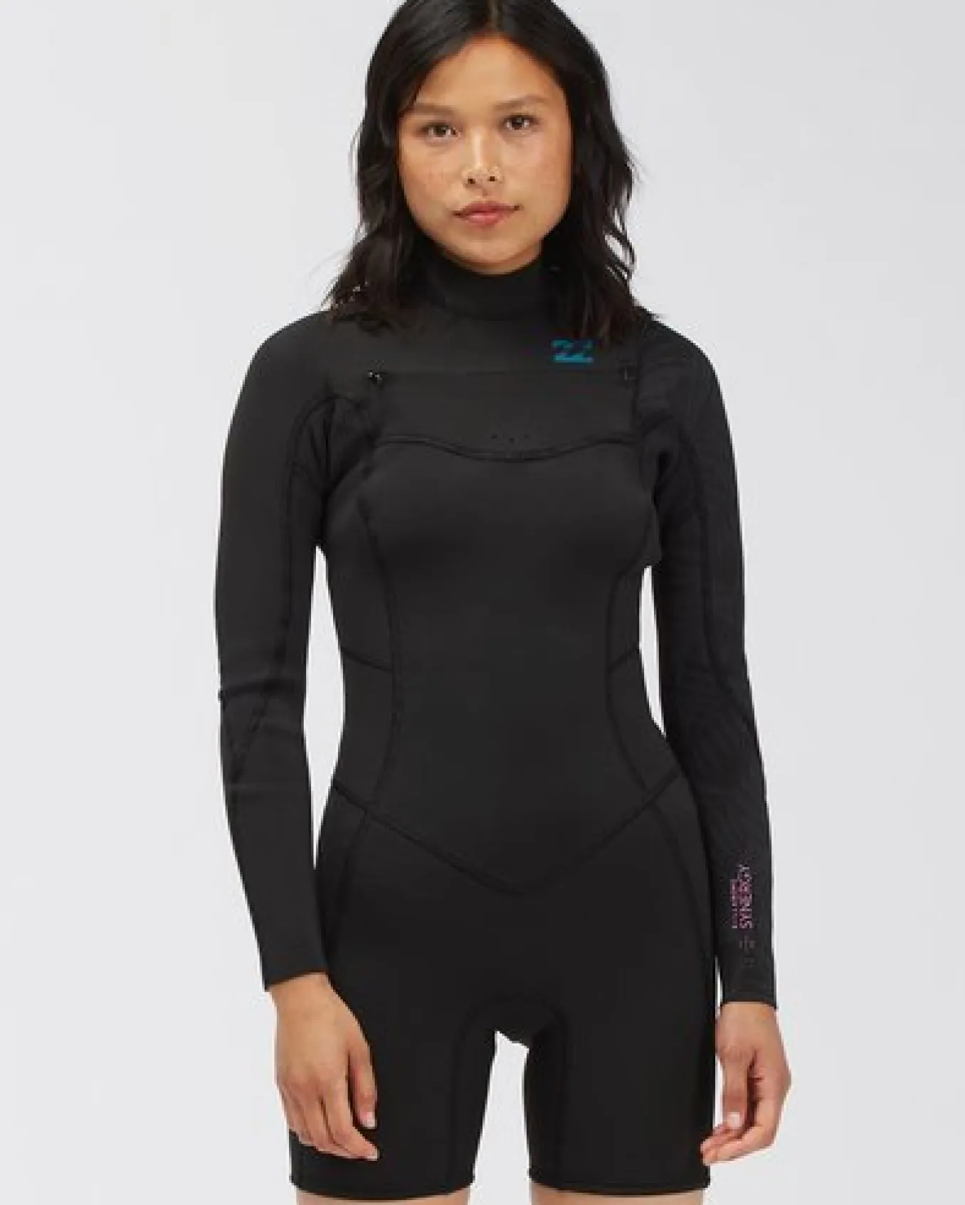 2/2mm Synergy - Fato de surf de calção e manga comprida com fecho no peito para Mulher